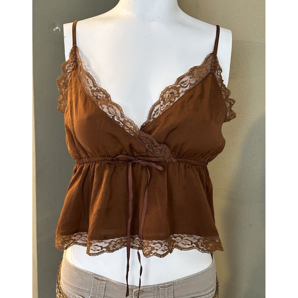 Y2K Style American Eagle Lace Camisole Tank Top Blue Flowy Size S Romantic